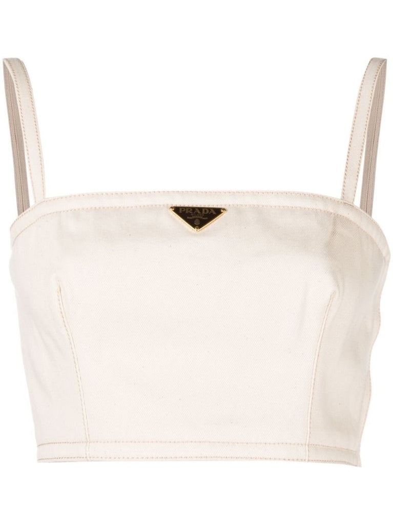Neutral Triangle Logo Crop Top