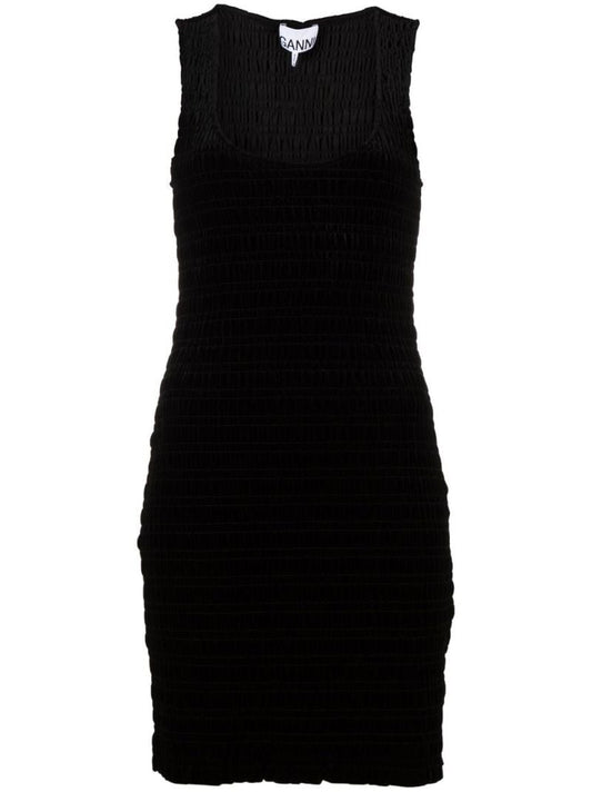 Black Velvet Smock Mini Dress