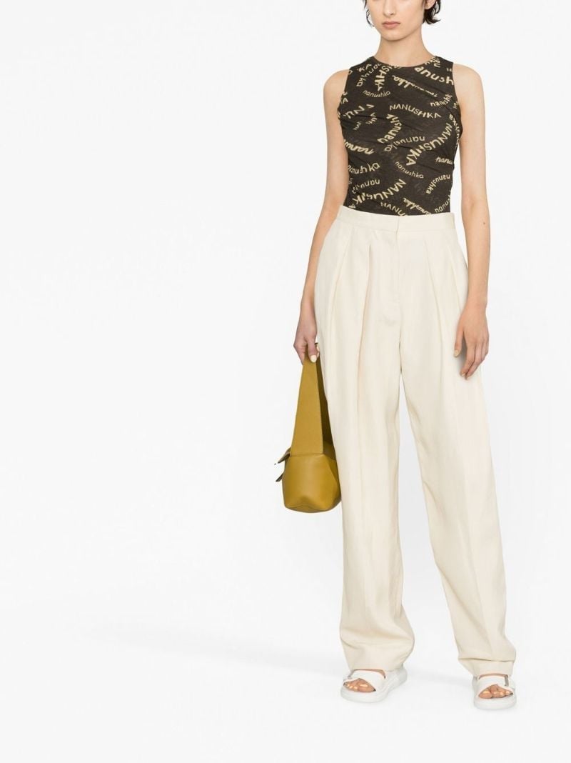Neutral Ariana High-waisted Pleated Trousers