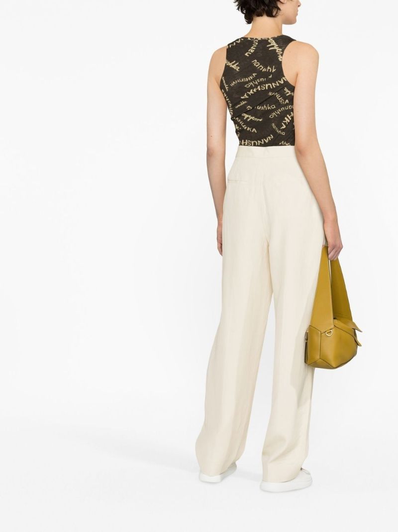 Neutral Ariana High-waisted Pleated Trousers