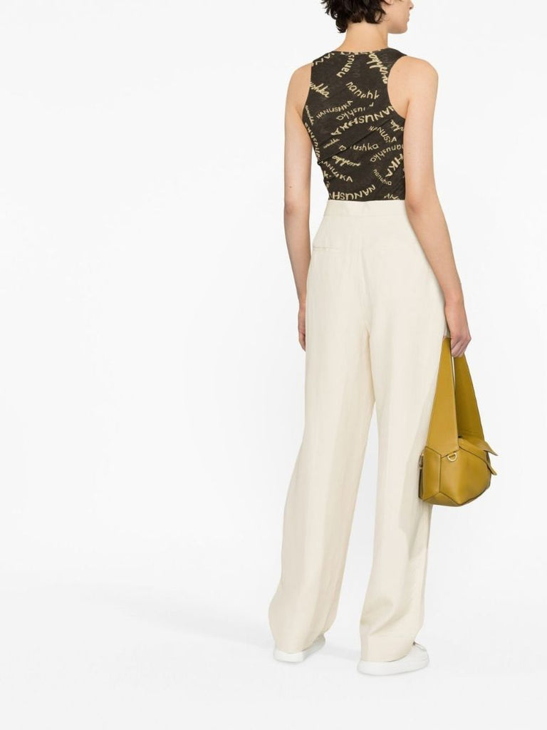 Neutral Ariana High-waisted Pleated Trousers