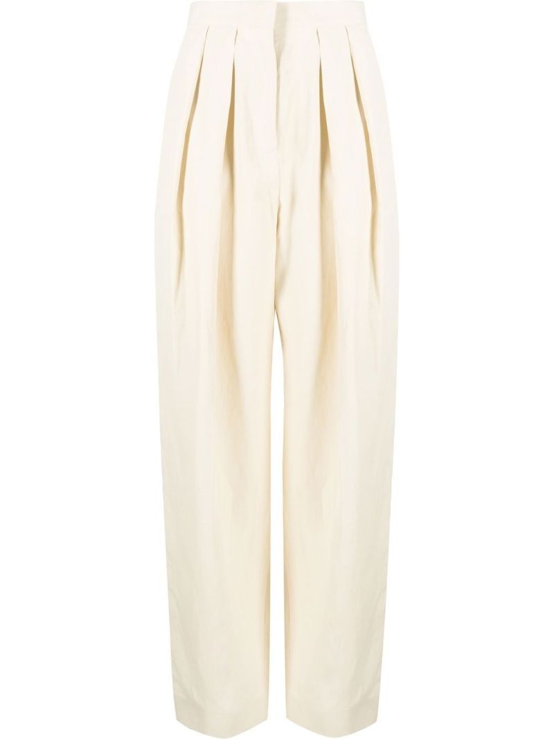 Neutral Ariana High-waisted Pleated Trousers
