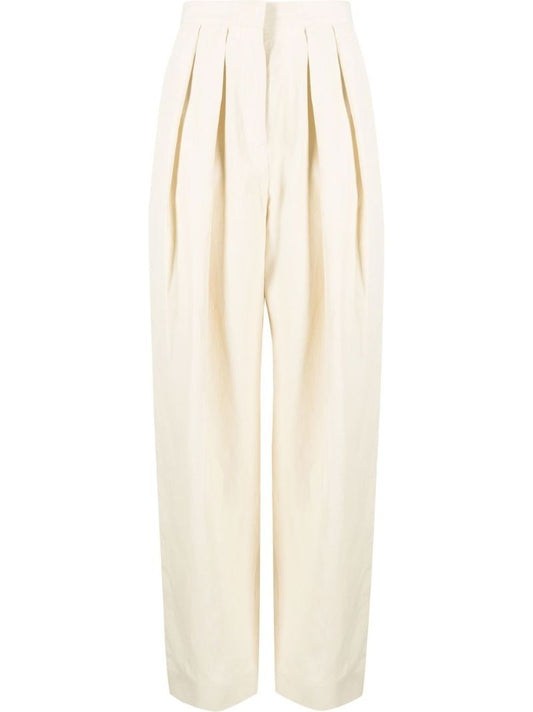 Neutral Ariana High-waisted Pleated Trousers