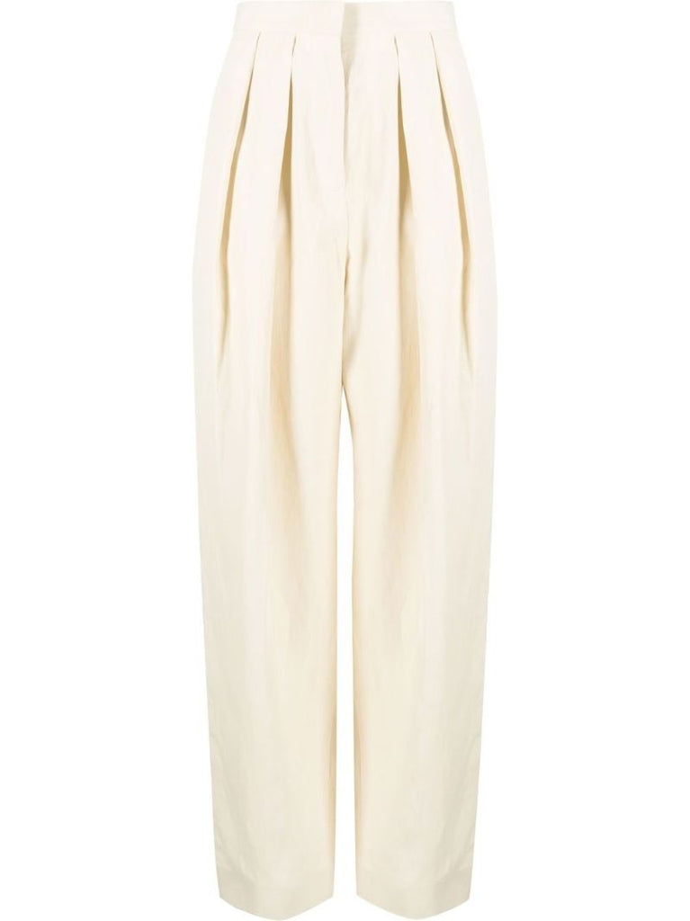 Neutral Ariana High-waisted Pleated Trousers