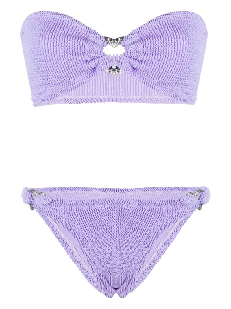 Purple Nicole Crinkled Bandeau Bikini