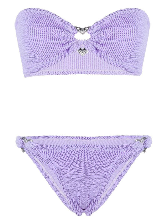 Purple Nicole Crinkled Bandeau Bikini
