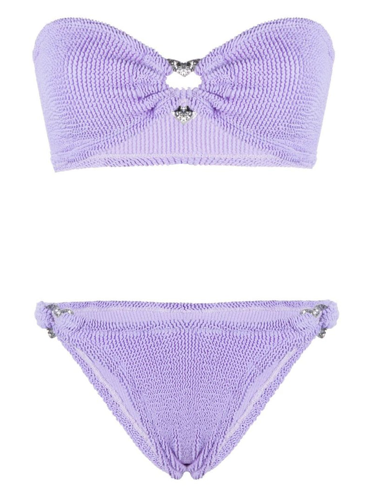 Purple Nicole Crinkled Bandeau Bikini