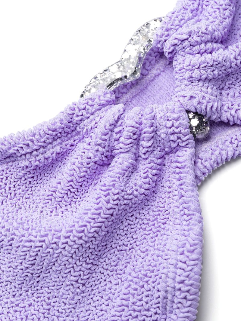 Purple Nicole Crinkled Bandeau Bikini