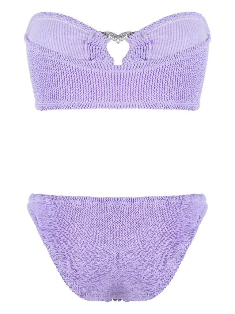 Purple Nicole Crinkled Bandeau Bikini