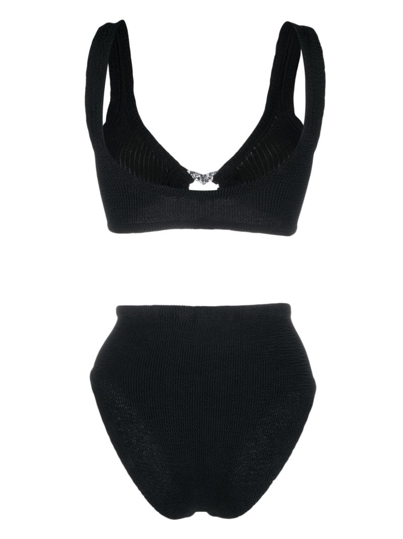 Black Jessica Heart Ring Crinkle Bikini