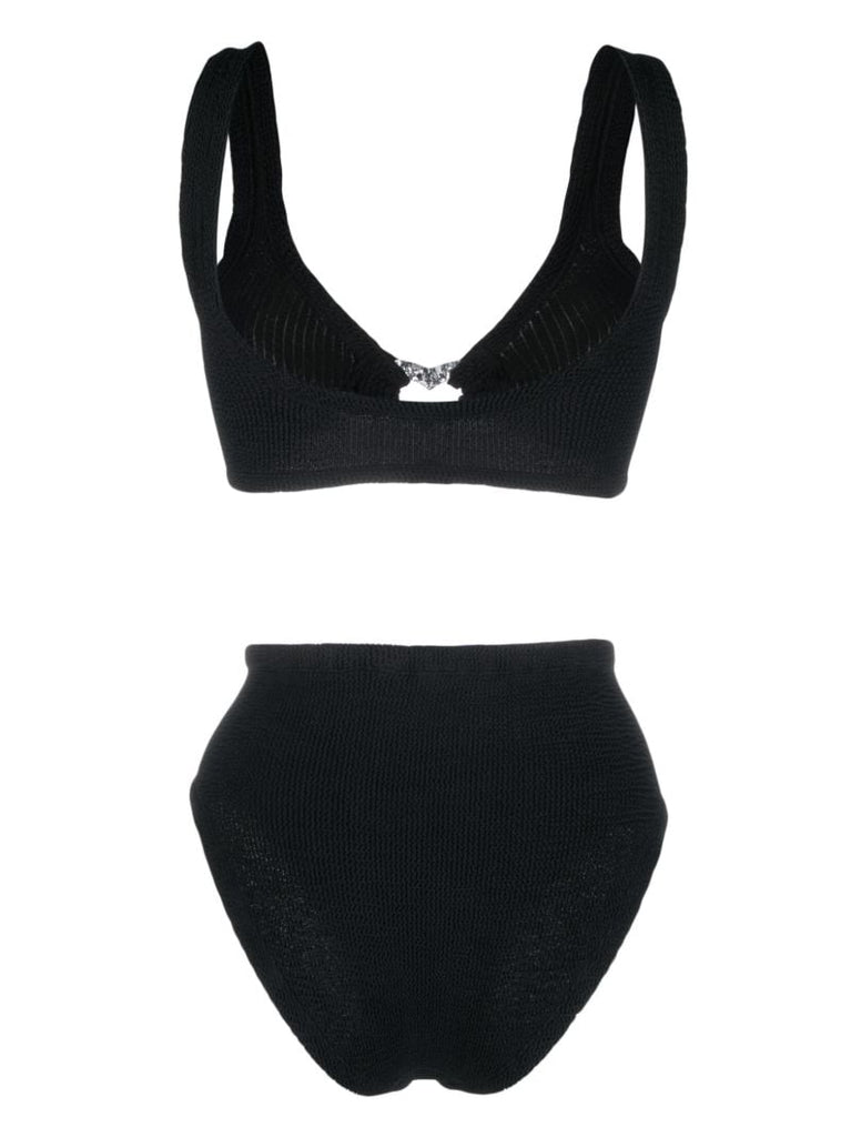 Black Jessica Heart Ring Crinkle Bikini