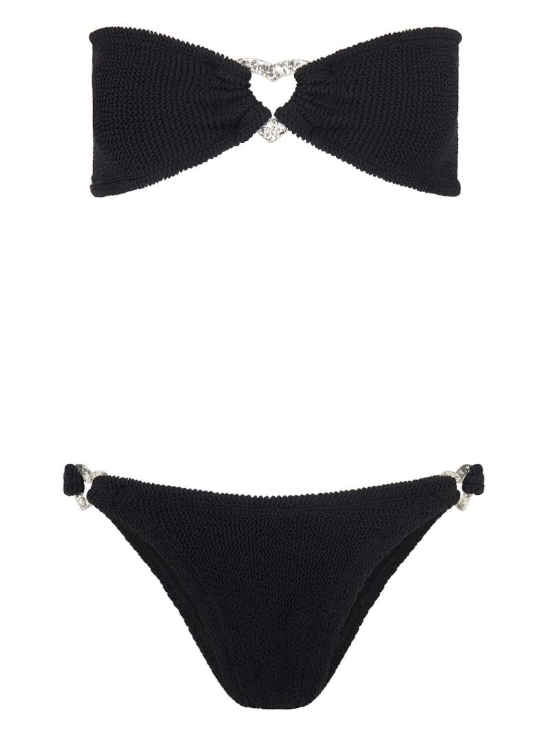 Black Nicole Crinkle Bandeau Bikini