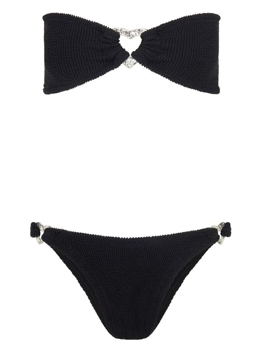 Black Nicole Crinkle Bandeau Bikini