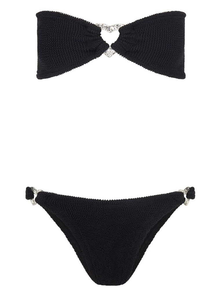 Black Nicole Crinkle Bandeau Bikini
