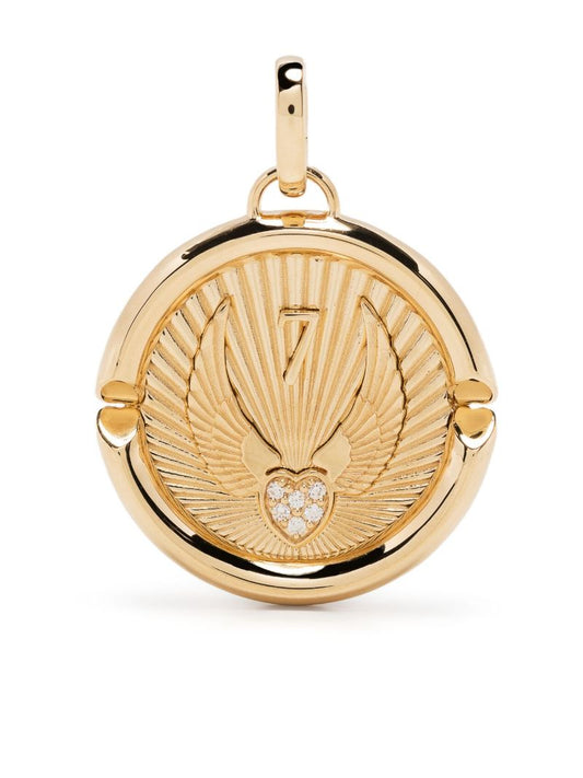 18k Yellow Gold Beloved with Wings We Fly Diamond Pendant