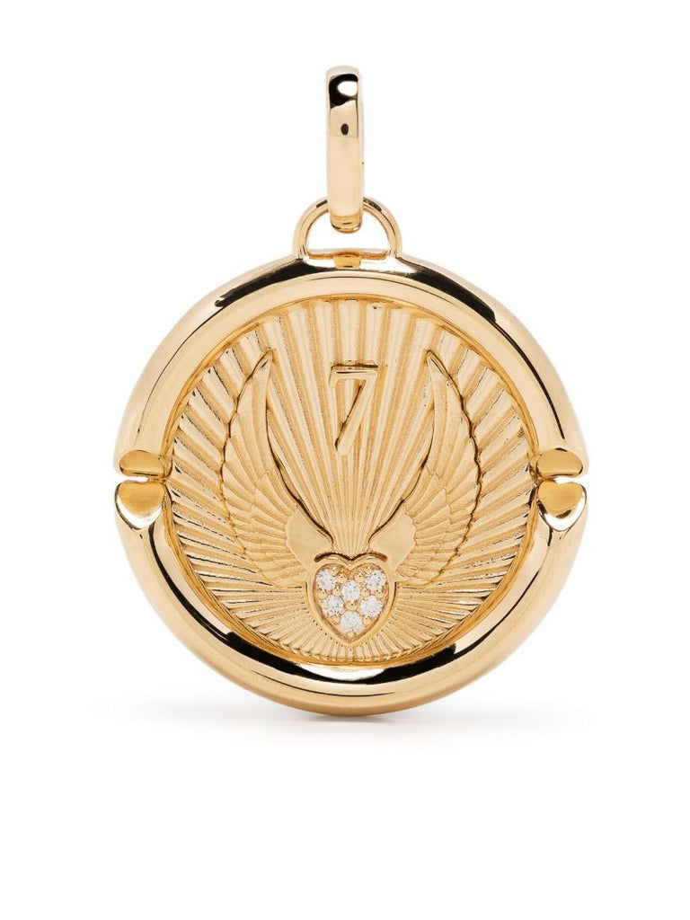 18k Yellow Gold Beloved with Wings We Fly Diamond Pendant