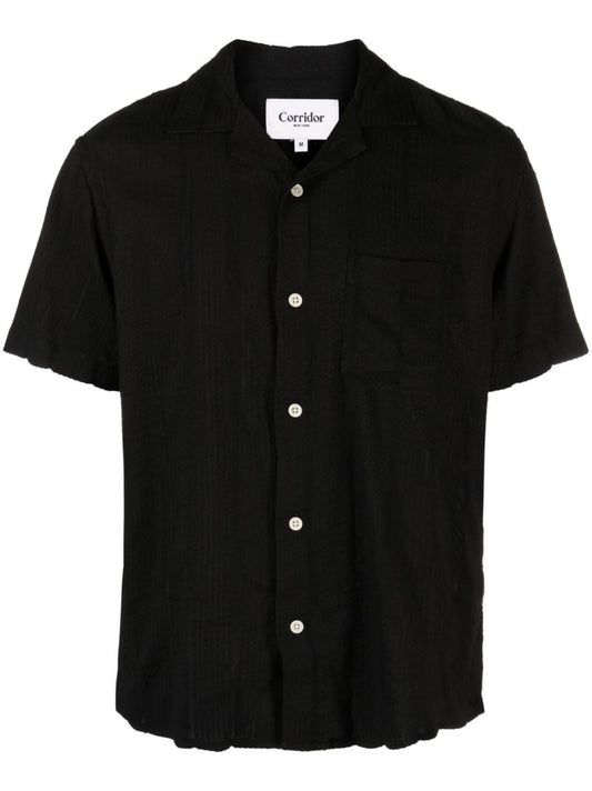 Black Stiped Short Sleeve Shirt