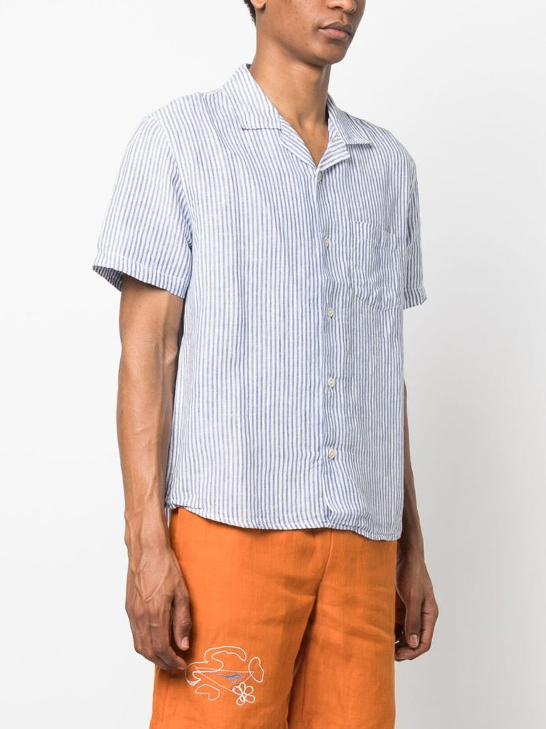 White Linen Striped Shirt