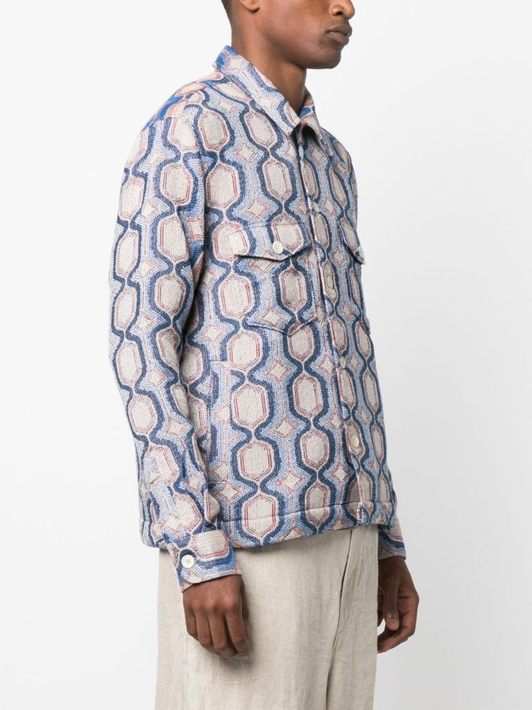Blue Mosaic Military Jacket