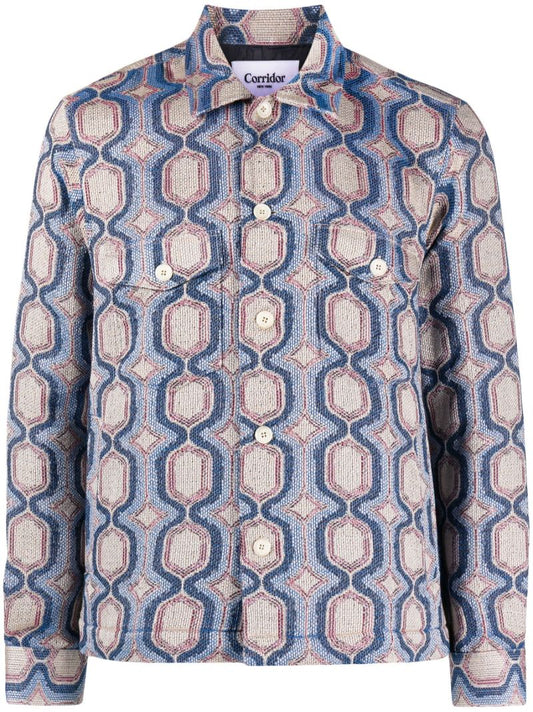 Blue Mosaic Military Jacket