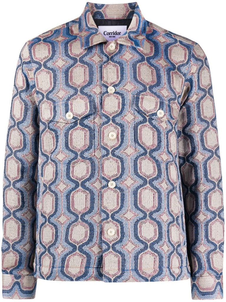 Blue Mosaic Military Jacket
