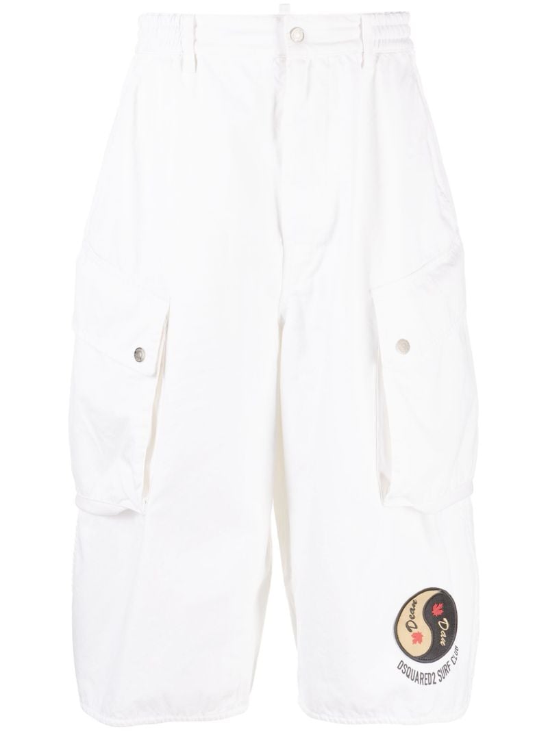 White Logo Patch Bermuda Shorts