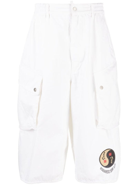 White Logo Patch Bermuda Shorts