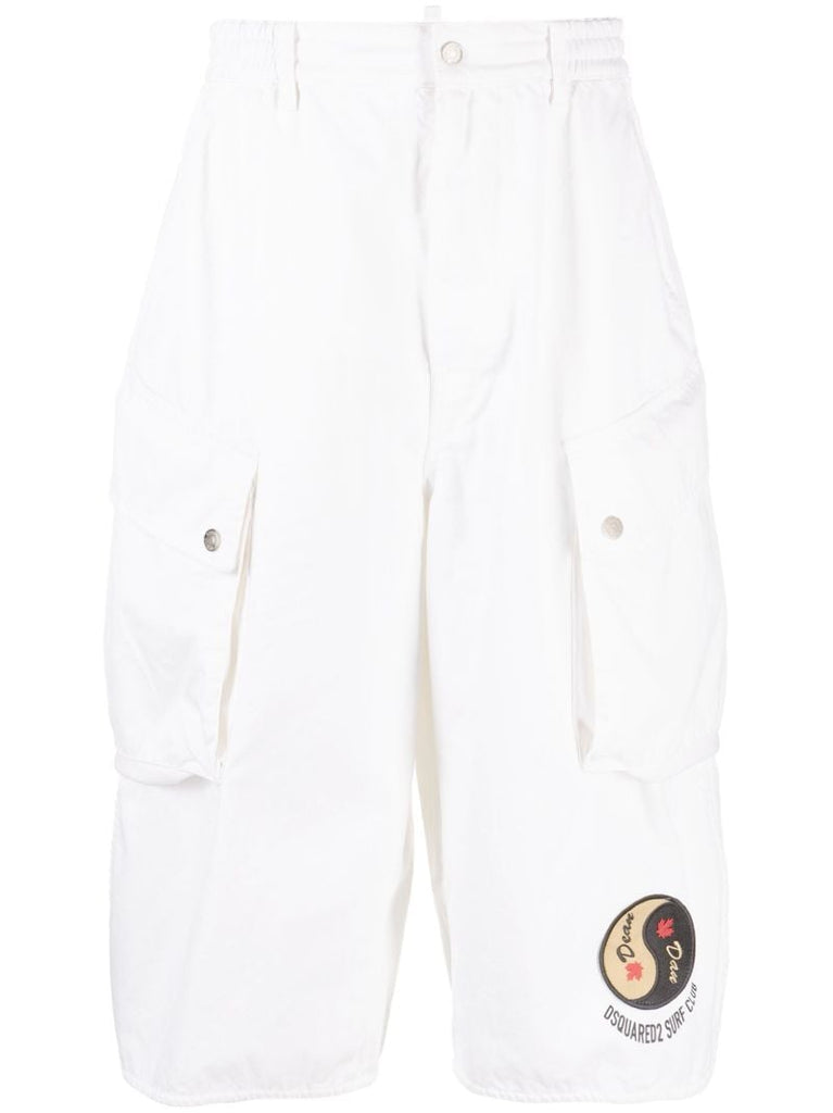 White Logo Patch Bermuda Shorts