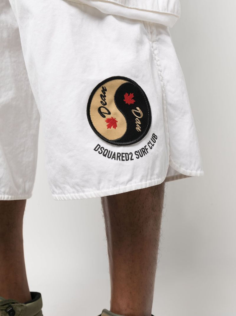 White Logo Patch Bermuda Shorts