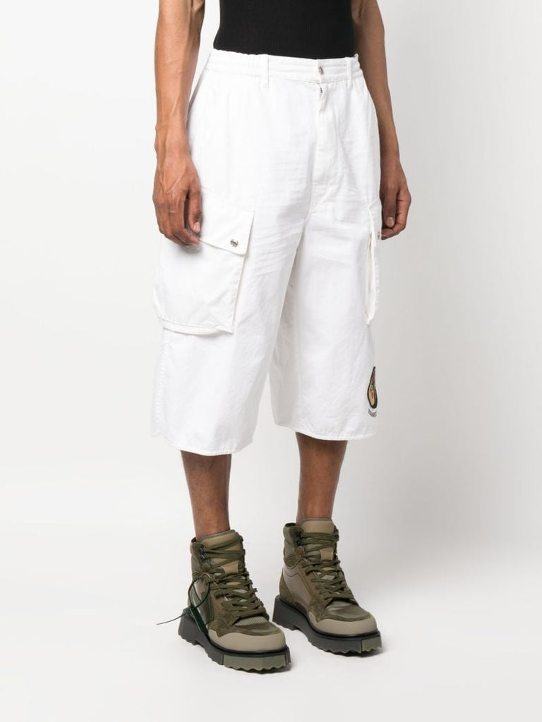 White Logo Patch Bermuda Shorts
