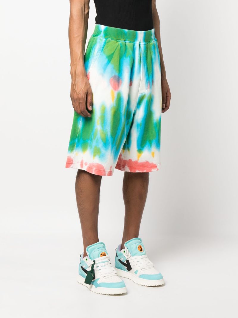 Green Tie-dye Cotton Shorts