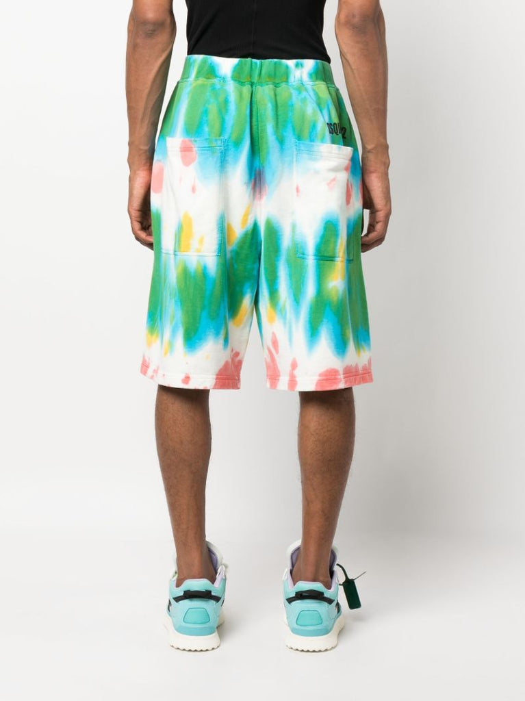 Green Tie-dye Cotton Shorts