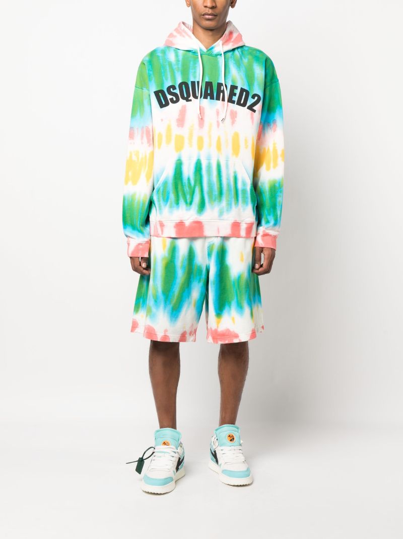 Green Tie-dye Cotton Shorts