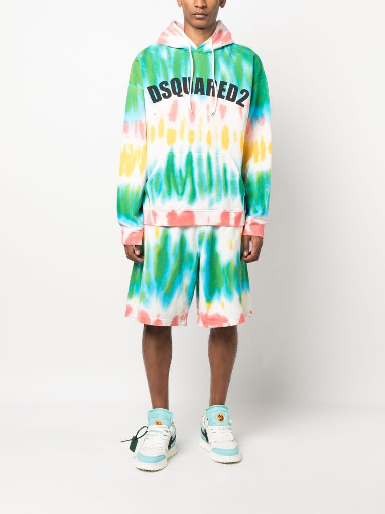 Green Tie-dye Cotton Shorts