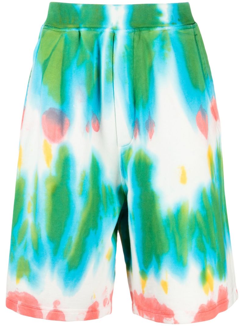 Green Tie-dye Cotton Shorts