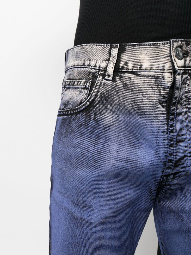 Purple Print Effect Straight Leg Jeans
