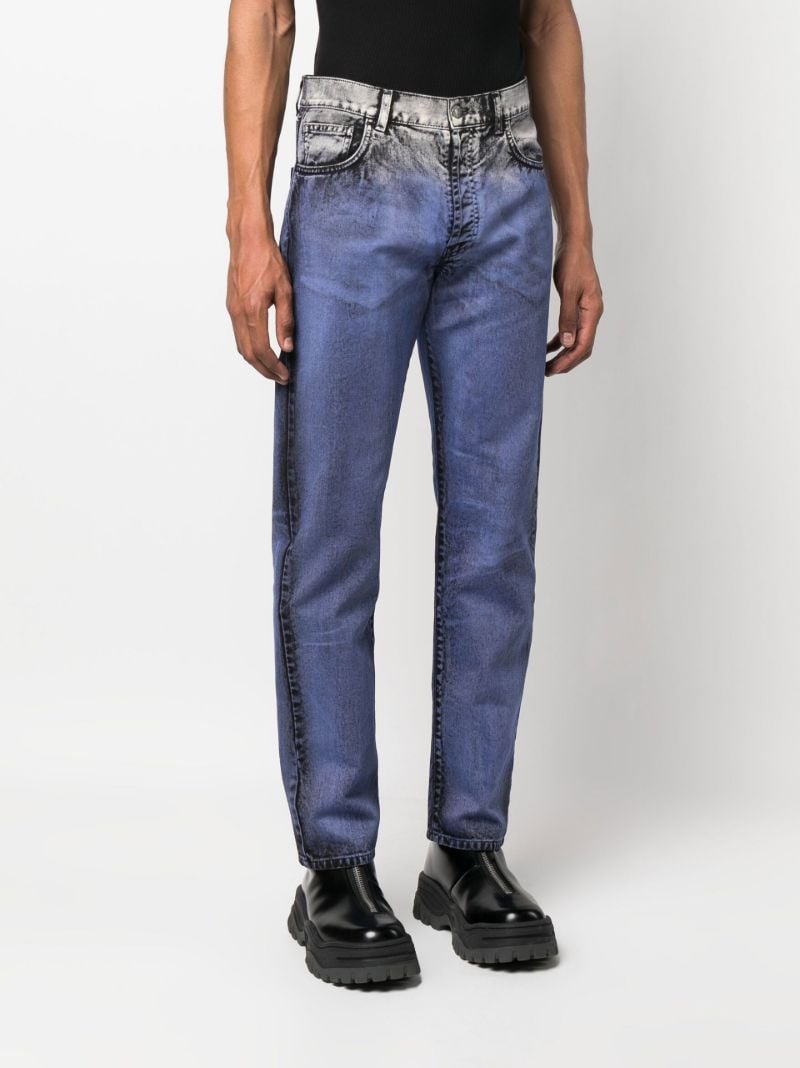 Purple Print Effect Straight Leg Jeans