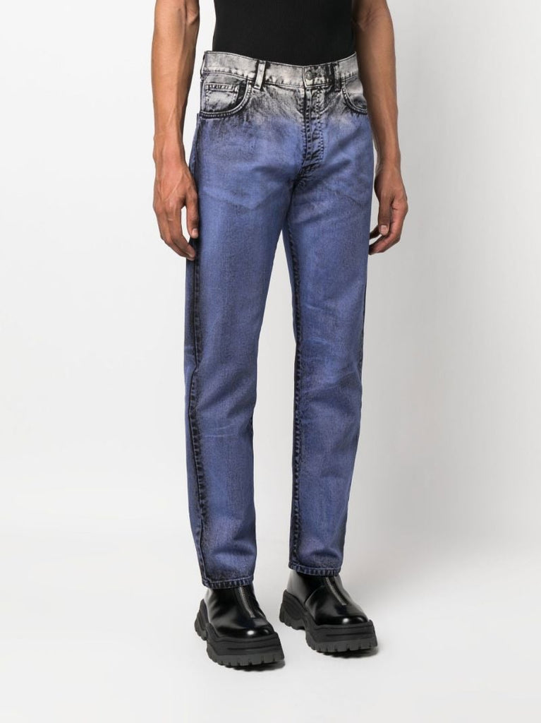 Purple Print Effect Straight Leg Jeans