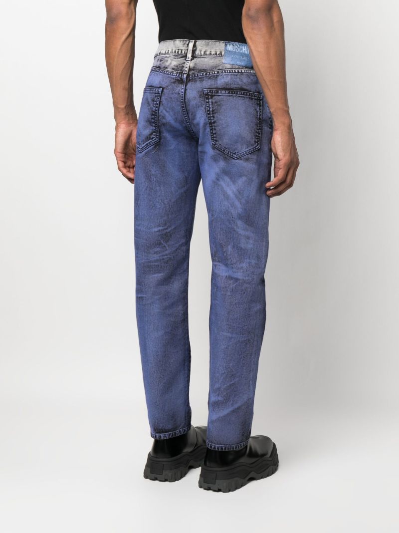 Purple Print Effect Straight Leg Jeans