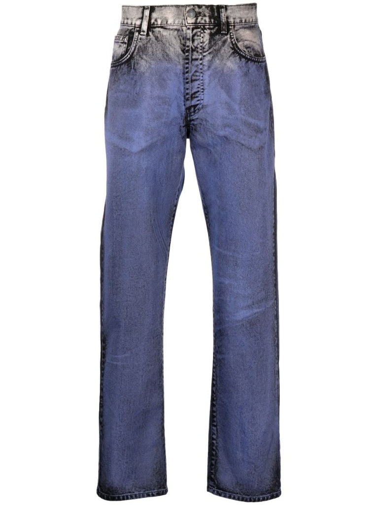Purple Print Effect Straight Leg Jeans