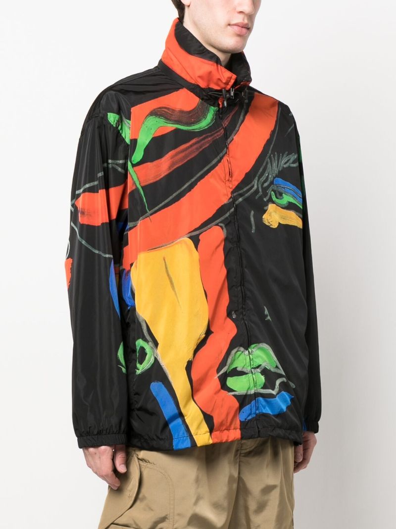 Black Archive Print Windbreaker Jacket