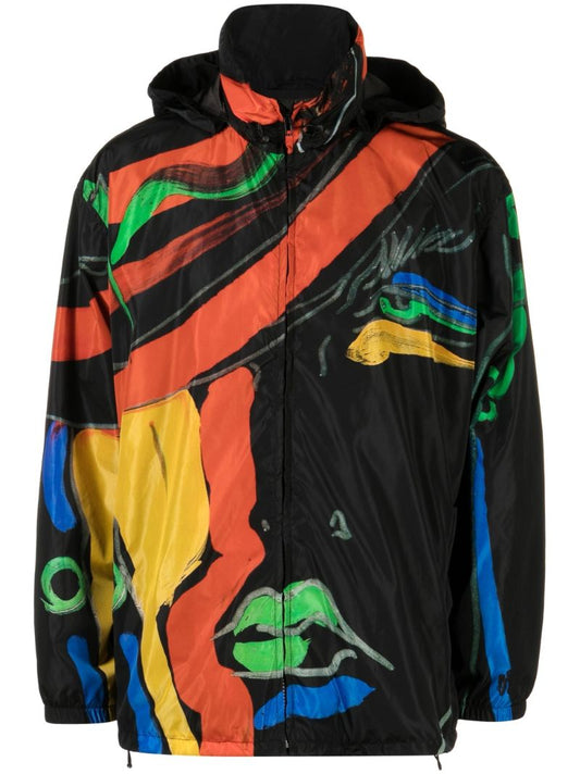 Black Archive Print Windbreaker Jacket