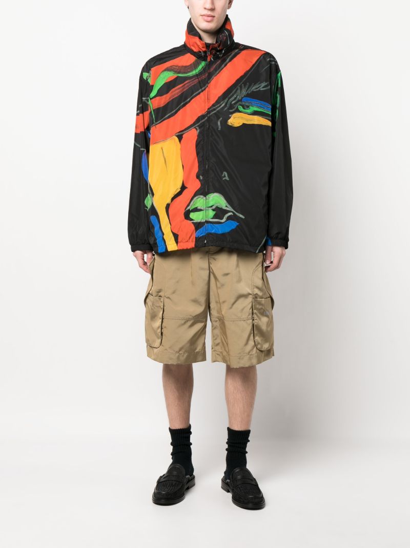 Black Archive Print Windbreaker Jacket
