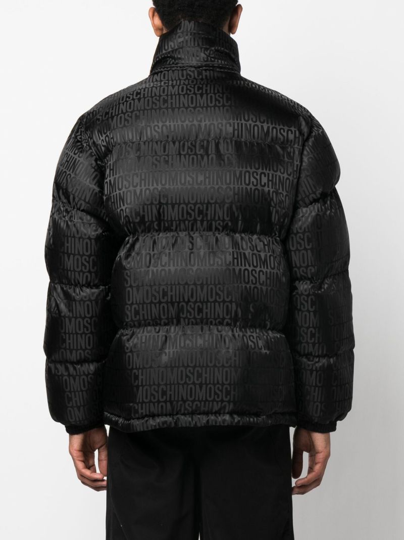 Black Logo Print Padded Coat