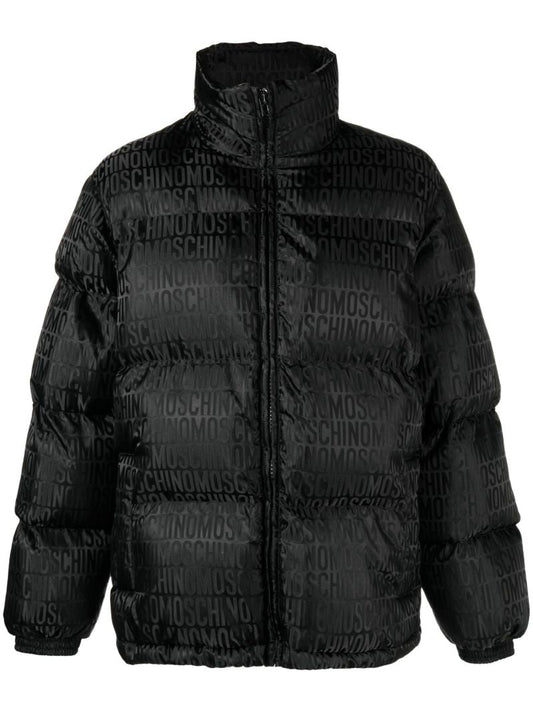 Black Logo Print Padded Coat