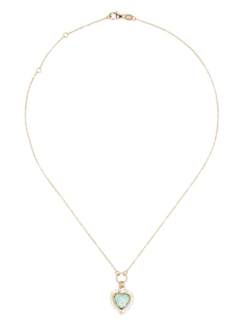 18k Yellow Gold Gemstone Heart Love Prasiolite Necklace
