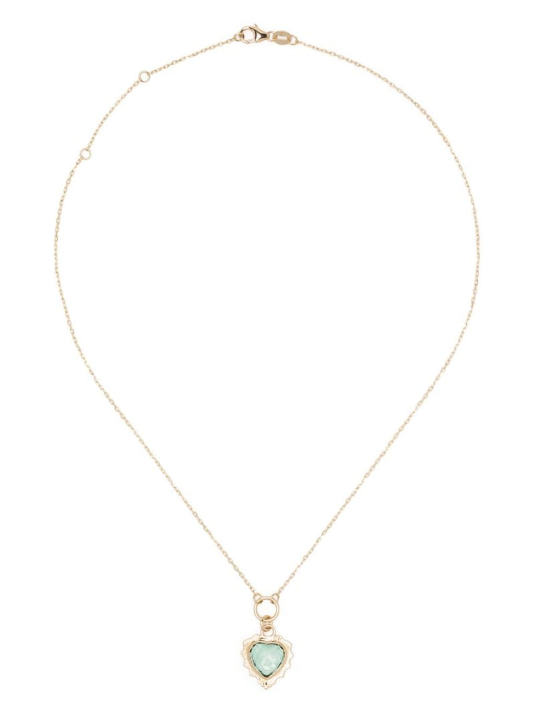 18k Yellow Gold Gemstone Heart Love Prasiolite Necklace