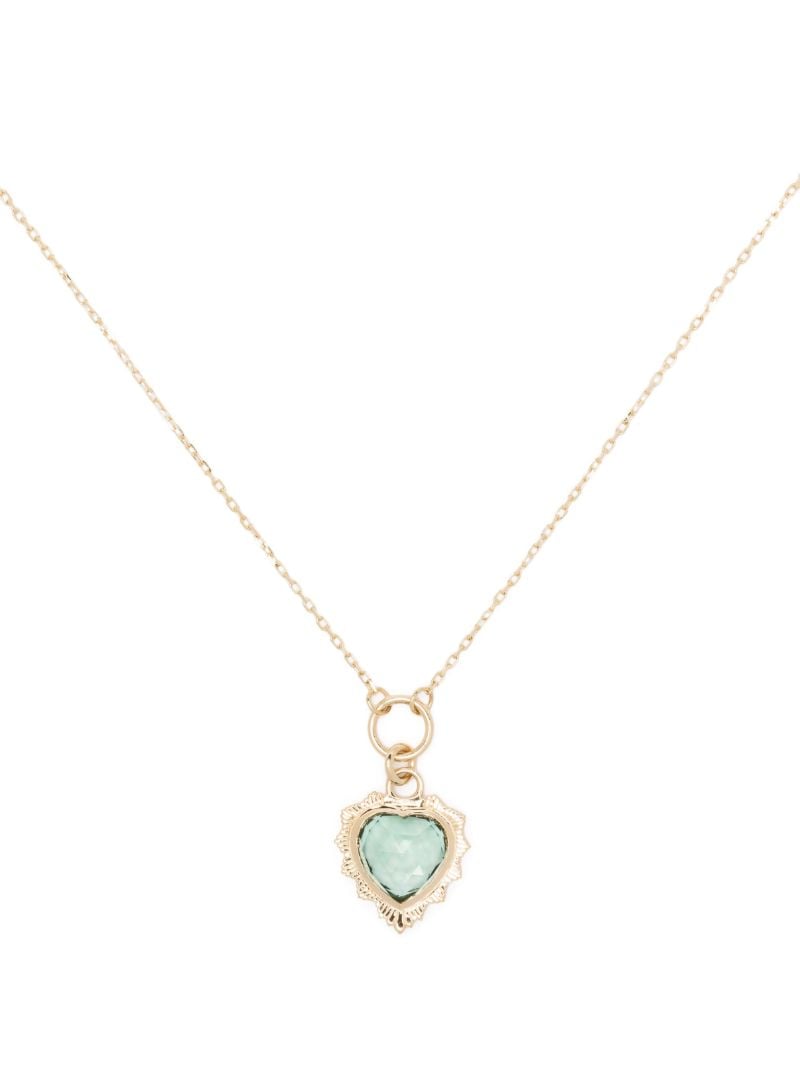 18k Yellow Gold Gemstone Heart Love Prasiolite Necklace
