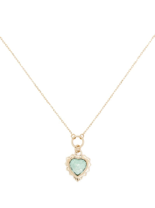 18k Yellow Gold Gemstone Heart Love Prasiolite Necklace