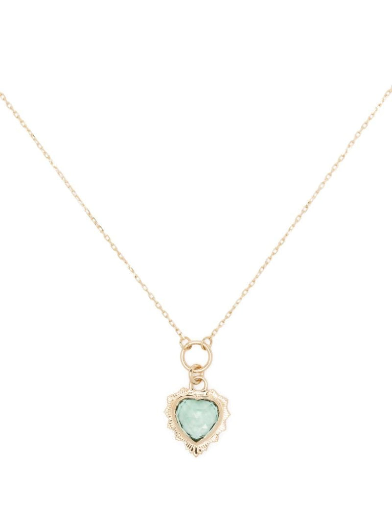 18k Yellow Gold Gemstone Heart Love Prasiolite Necklace